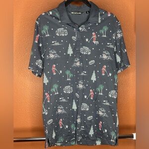 Travis Mathew Black Holiday Print Shirt